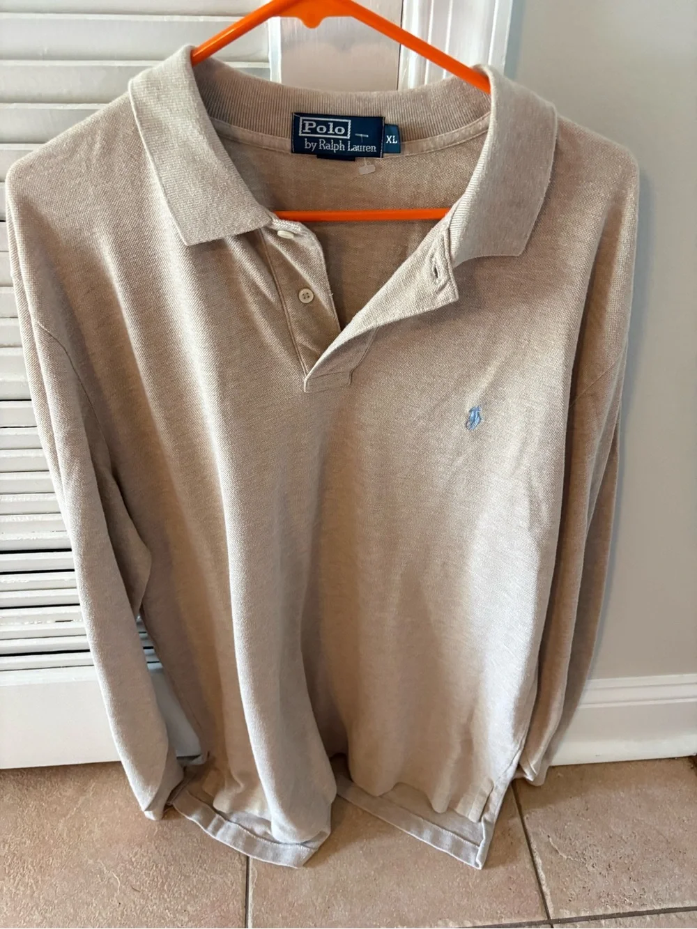 Polo by Ralph Lauren Men's Long Sleeve Polo - Beige XL